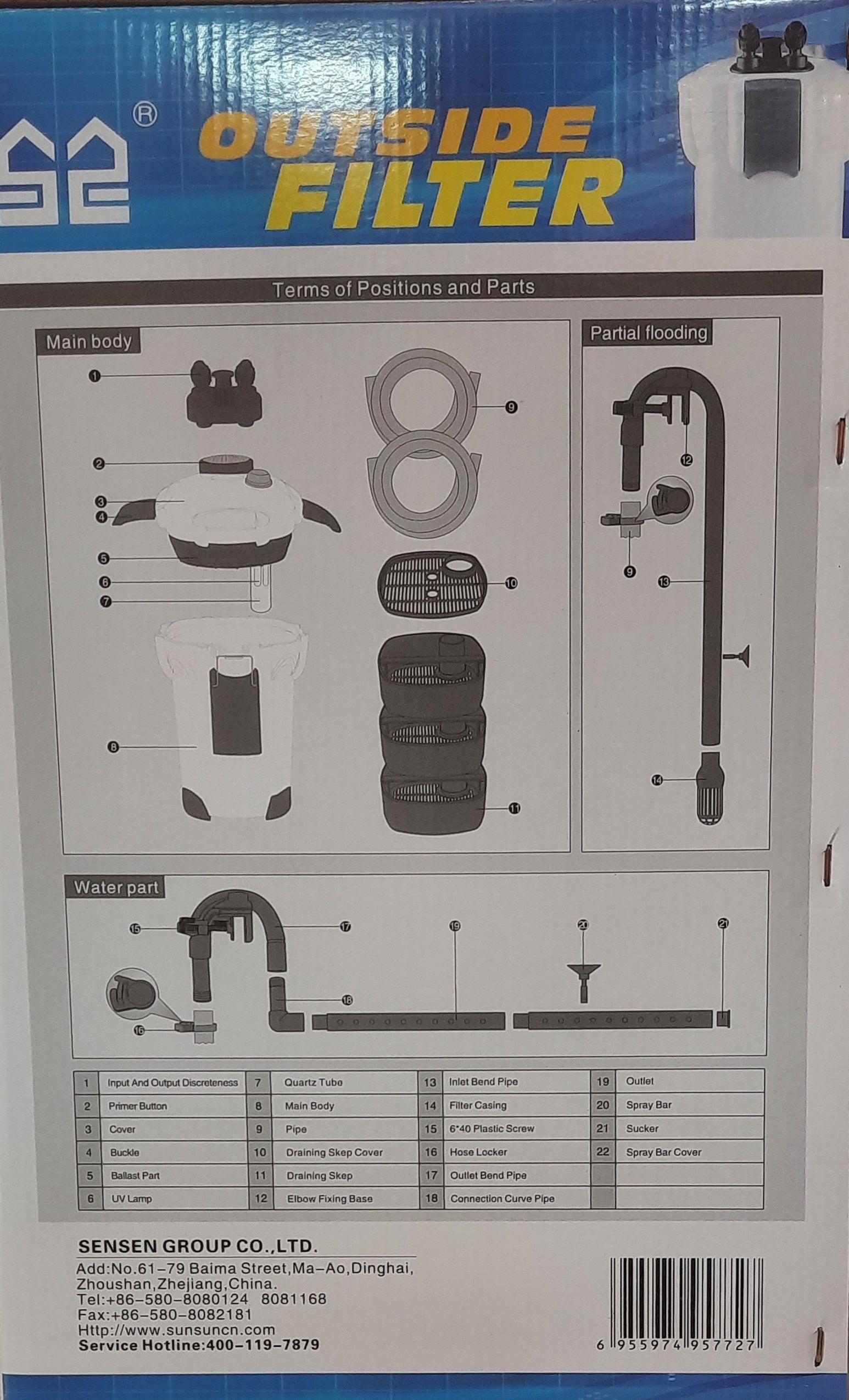 SunSun 303-B filter diagram layers